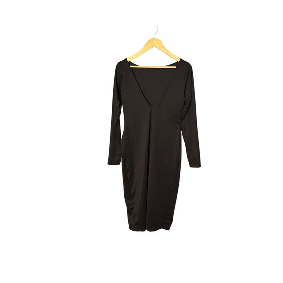 NWOT Popilush Shapewear Long Sleeve Boat Neck Sculpting Midi Dress, $125 Retail - Picture 5 of 9